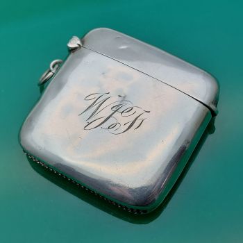 Sterling Silver Match Safe Vesta Case Birmingham 1914 Antique (#61664) 1