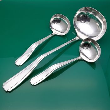 High Art Deco Soup & Sauce Ladles Silver Plated Gladwin Embassy A1 1937 Vintage (#61671) 1