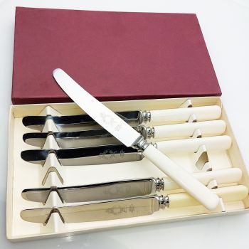 Vintage Boxed Faux Bone Handled Side/dessert Knives Sheffield Steel Cutlery (#61676) 1