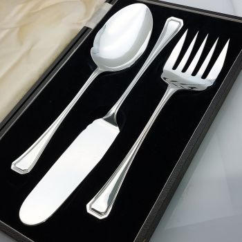Large Pudding Servers Set - Silver Plated Epns - Vintage Grecian Pattern (#61678) 1