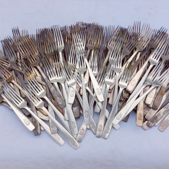 217x Elkington Durham Silver Plated Side / Dessert Forks 1960's Vintage (#61742) 1