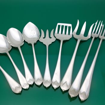 Queen Anne Pattern Serving Forks & Jam Spoons Silver Plated Antique (#61753) 1