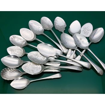 Bulk Lot 17x Old English Pattern Jam & Cream Spoons - Silver Plated/ns- Antique (#61756) 1