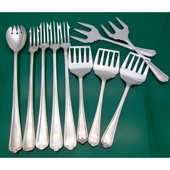 Jesmond Pattern 10x Pickle Sardine & Meat Forks Silver Plated (#61763) 1