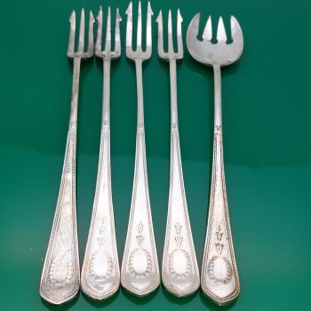 5x Matching Pickle Forks & Sporks Silver Plated Sheffield Etc 1923 (#61765) 1