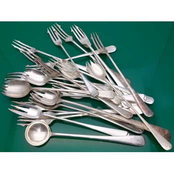 Bulk Lot Of 26 Old English Pattern Pickle Forks & Sporks - Silver Plated / Ns (#61766) 1