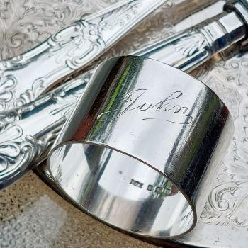 Heavy 46g Sterling Silver Napkin Ring For John - Sjr London 1933 (#61784) 1