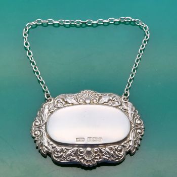 Sterling Silver Unnamed Decanter Ticket Bottle Label Laurence R Watson 1984 (#61792) 1