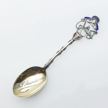 Cunard Rms Mauretania Sterling Silver Enamel Spoon L&s 1921 (#61799) 1