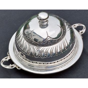 Lovely Victorian Cheese Dish - Silver Plated With Glass - Sheffield Antique (#61806) 1