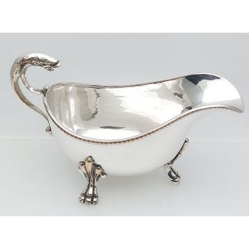 Gorgeous Leopards Head & Large Paw Feet Sauce Boat Silver Plated Antique (#61810) 1