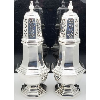 Pair Of Georgian Style Sugar Castors - Silver Plated - Plato (#61827) 1