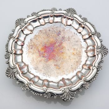 Gorgeous Old Sheffield Plate Style Small Waiter Tray Silver Plated (#61844) 1