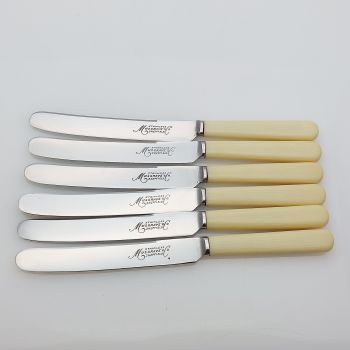 Set Of 6 Faux Bone Handle Tea/ Butter Knives Stainless Sheffield Vintage Cutlery (#61853) 1