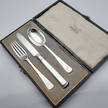 Cased Sterling Silver Christening Cutlery Set London 1948 (#61857) 1