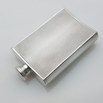Art Deco Period Engine Turned 4oz Hip Flask - Silver Plated - Dixon (#61859) 1