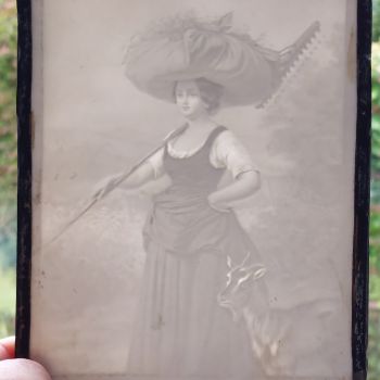 Antique Porcelain Lithophane Panel K.p.m. Lady Farmer (#61865) 1