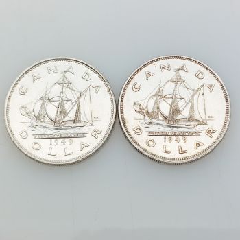 2x 1949 Canada Silver Dollar Coins (#61872) 1