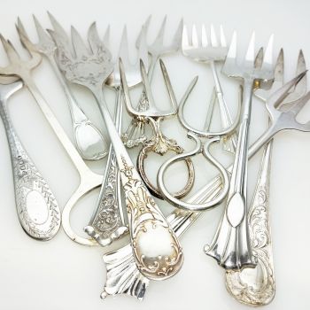 Collection Of 12x Bread & Meat Forks Etc - Antique & Vintage - Silver Plated (#61875) 1
