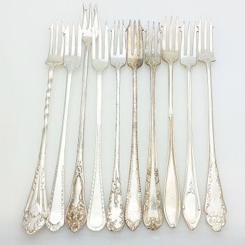 10x Pickle Forks - Silver Plated - Antique & Vintage Epns (#61877) 1