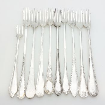 10x Pickle Forks - Silver Plated - Vintage & Antique Epns (#61878) 1