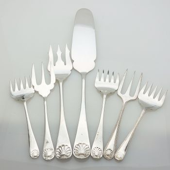 Shell Husk Pattern Servers Serving Forks Etc Silver Plated Epns (#61886) 1