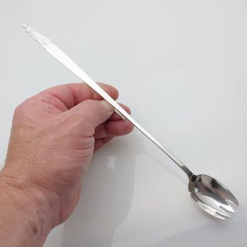 George V Coronation Long 28cm Hooked Handle Pickle Spork Fork Silver Plated (#61889) 1