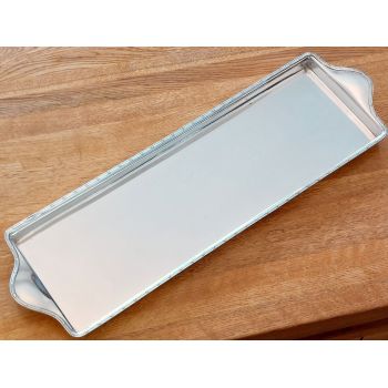Quality Edwardian Decanter / Sideboard Tray Silver Plated Reed & Ribbon (#61891) 1