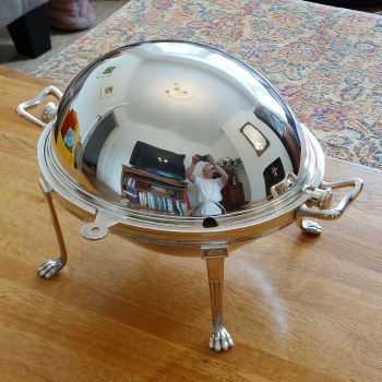 Gleaming Roll-top Breakfast Dish / Soup Tureen Silver Plated Sheffield (#61893) 1