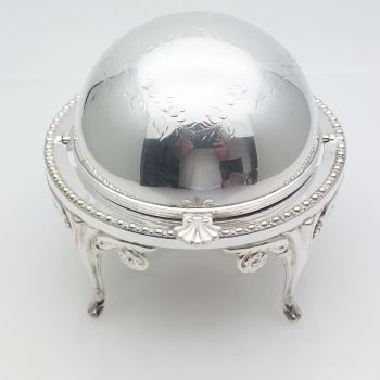 Roll-top Butter / Caviar Dish - Silver Plated - Vintage (#61894) 1