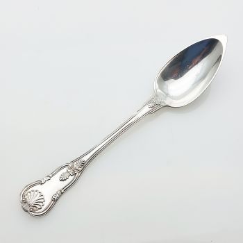 Baronial Crest French Kings Pattern Dessert Spoon C. 1830 Sold Sterling Silver (#61909) 1