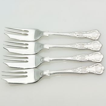Kings Pattern - Set Of 4 Cake Forks - Belvin Plate Epns Silver Plated Vintage (#61920) 1