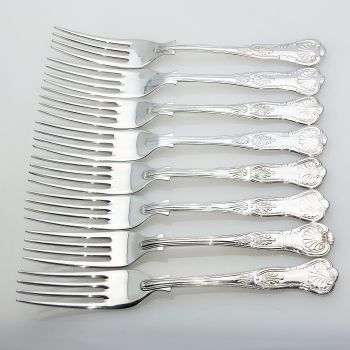 Kings Pattern 8x Side / Dessert Forks Epns A1 Silver Plated Vintage (#61928) 1