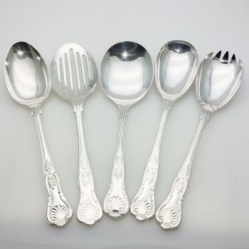 Kings Pattern Salad & Other Servers - Silver Plated Epns A1 - Vintage (#61931) 1