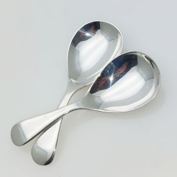 Pair Of Caddy Spoons - Old English Pattern - Epns Silver Plated Antique (#61934) 1