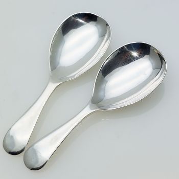 Pair Of Caddy Spoons - Old English Pattern - Stainless Nickel Silver (#61935) 1