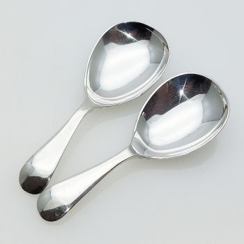 Pair Of Caddy Spoons - Old English Pattern - Stainless Nickel Silver (2) (#61936) 1