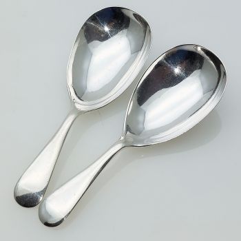 Pair Of Caddy Spoons - Old English Pattern Galloway Leeds Silver Plated Antique (#61937) 1