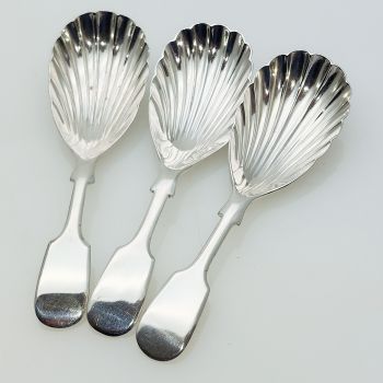 3x Caddy Spoons -  Fiddle Pattern - Fattorini - Silver Plated Epns - Antique (#61942) 1