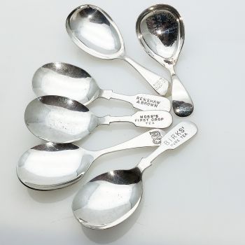 6x Tea Caddy Spoons - Advertising - Silver Plated / Ns Antique (#61943) 1