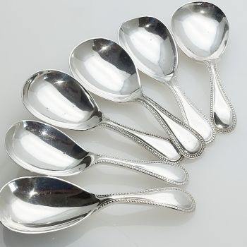 6x Old English Bead Tea Caddy Spoons - Silver Plated Epns / Ns - Antique (#61945) 1