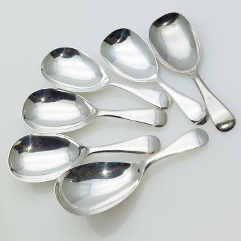 6x Tea Caddy Spoons Mawby & Neal Bradford Silver Plated Epns / Ns Antique (#61946) 1