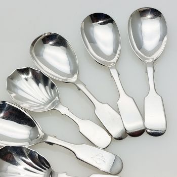 6x Fiddle Pattern Tea Caddy Spoons Epns Silver Plated Antique (#61948) 1