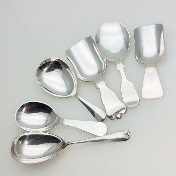 6x Assorted Tea Caddy Spoons Silver Plated Epns / Ns Antique (#61950) 1