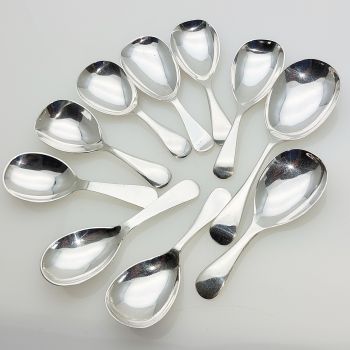 10x Tea Caddy Spoons Old English Pattern Etc Silver Plated Epns / Ns  Antique (#61951) 1