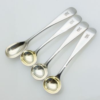 Initial 'b' Large Salt & Mustard Spoons Elkiington 1895/8 Silver Plated Antique (#61956) 1