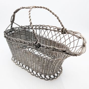 Vintage Wine Bottle Cradle Stand Weavework Silver Plated (#61966) 1