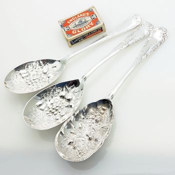 3x Berry Bowl Serving Spoons Similar Patterns Epns Silver Plated (#61987) 1
