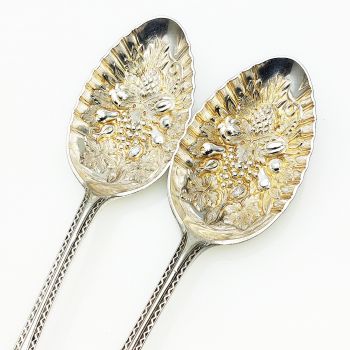 Antique Pair Daniel & Arter Berry Bowl Serving Spoons Silver Plated Epns (#61988) 1