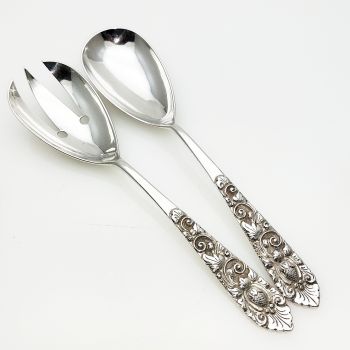 Pair Of 151g Yogya 800 Silver Salad Servers Vintage (#99495) 1